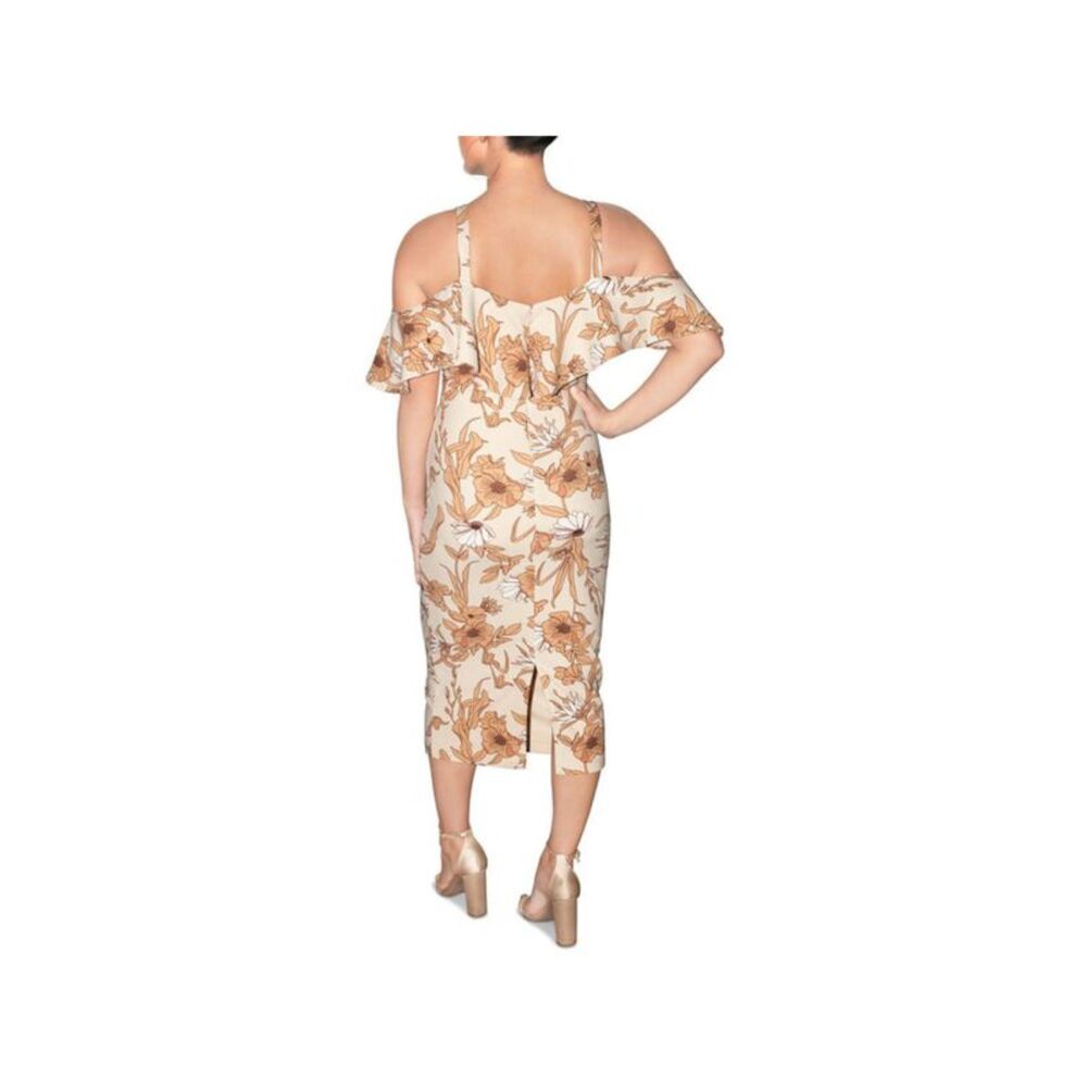 RACHEL RACHEL ROY Womens Beige Slit Back Hem Flutter Sleeve Midi Sheath Dress XS - Picture 2 of 2
